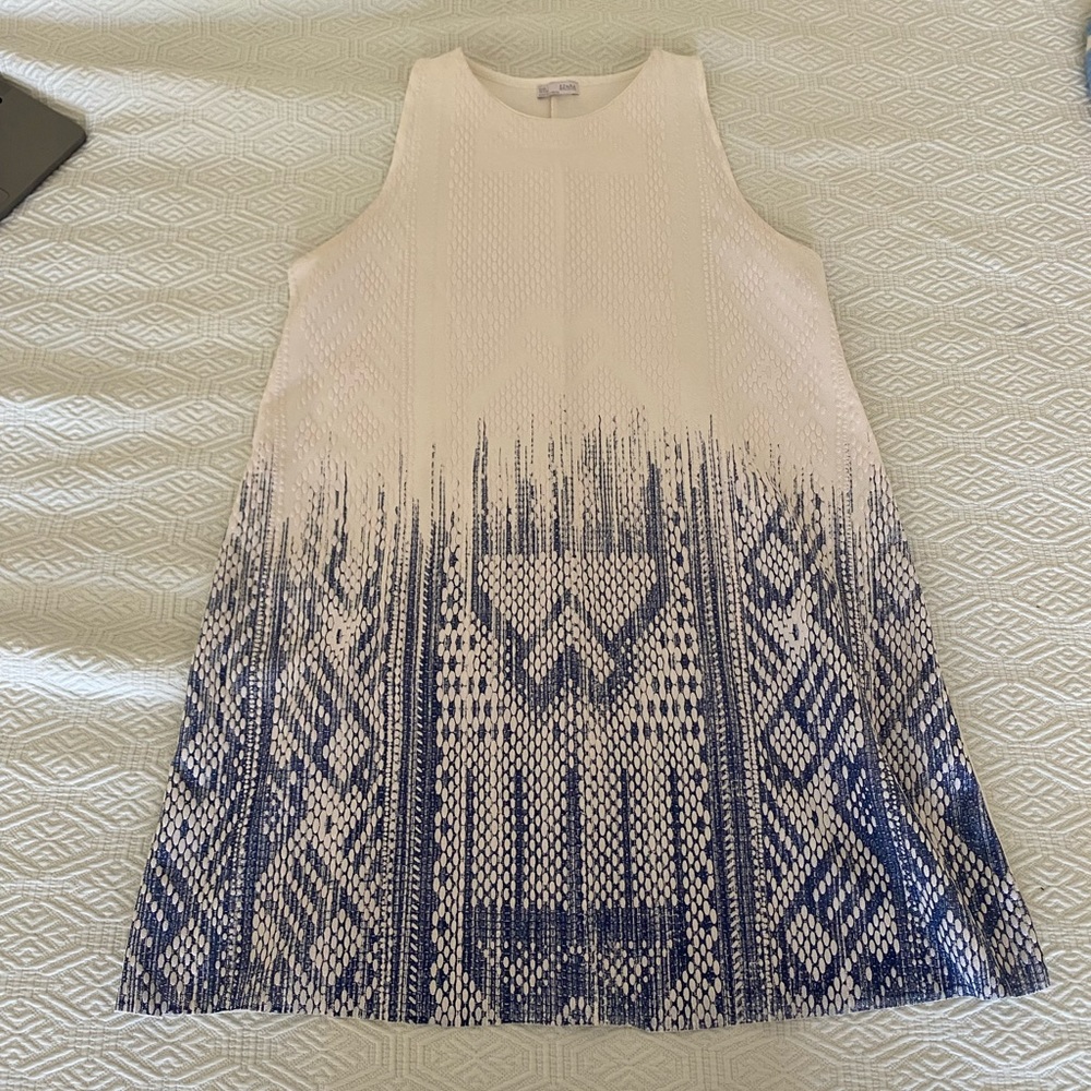 Zara blue and white textured mini dress